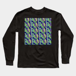 Contemporary Retro Abstract Navy Blue Surface Pattern - Hall of Mirrors Long Sleeve T-Shirt